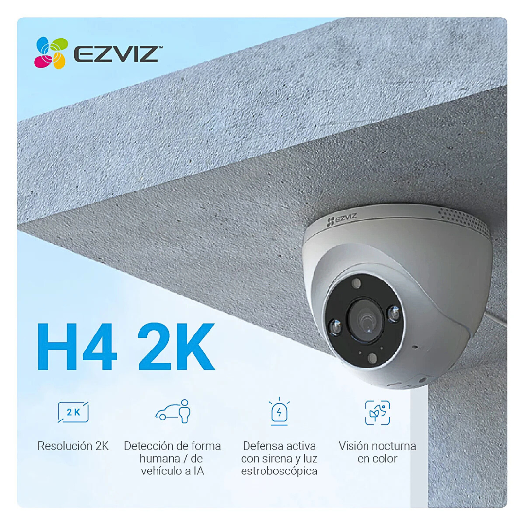 CÁMARA DE SEGURIDAD INTELIGENTE PARA INTERIOR Y EXTERIOR EZVIZ H4 2K 3MP - Imagen 2
